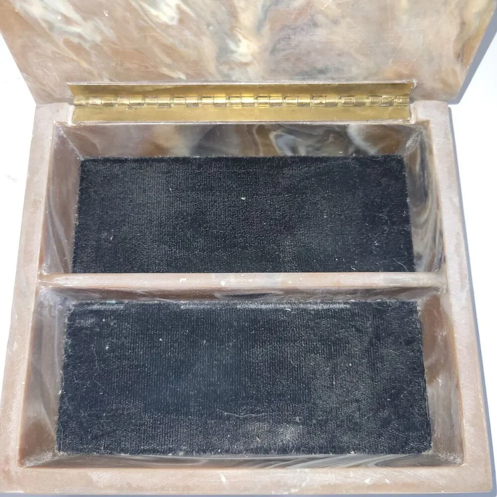 Incolay Stone Jewelry Box Horses Mares Wild Stallions Handcrafted In USA